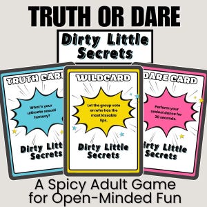 Dirty Little Secrets Digital Truth or Dare Game | Downloadable &gt;100 Cards | Printable PDF Party Game for Adults