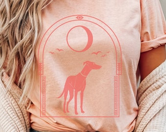 Greyhound Tarot Shirt Whippet Celestial Tee Italian Greyhound Mom Greyhound or Whippet Owners Gift Mystical Whippet Mom Greyhound Silhouette