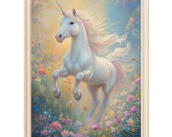 Pastel unicorn wall art fantasy nursery decor magical horse digital print fairytale kids room artwork instant download floral feminine art
