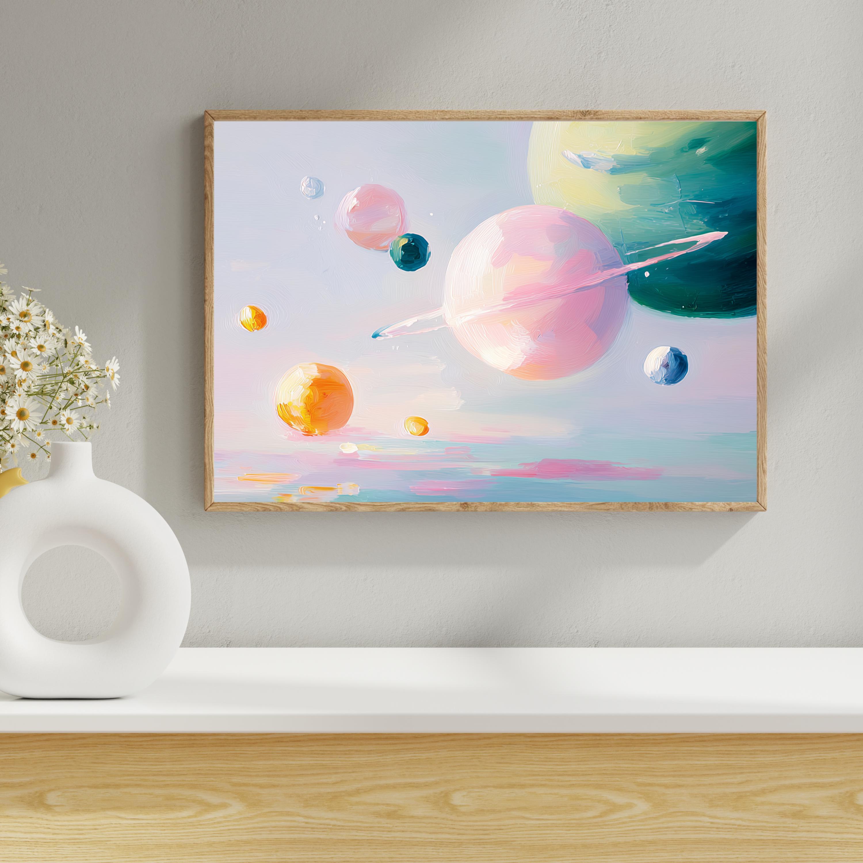 Pastel Planet Art Print Solar System Wall Art Space Nursery Decor Kids ...