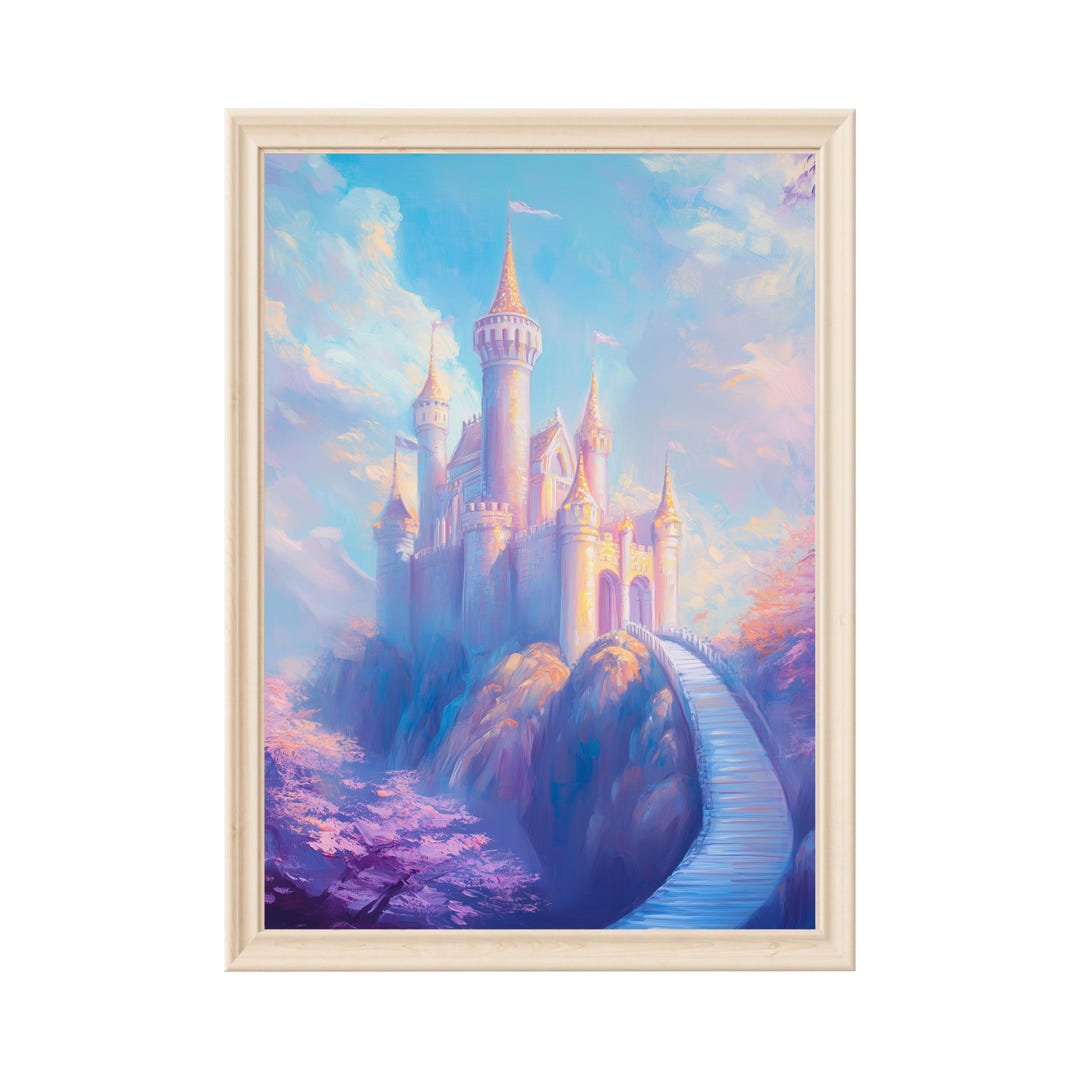 Fairy Tale Castle Digital Art Princess Room Wall Decor Pastel Fantasy ...