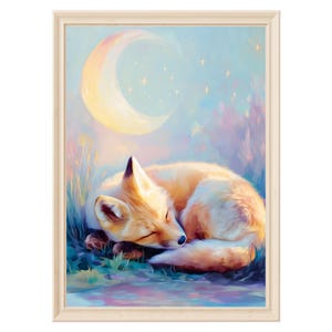 Fuchs Wand Kunst Mond Kunst niedlichen Fuchs Druck Mond Kunst Babyzimmer Wand Kunst Kinderzimmer Wand Kunst niedlichen Fuchs Druck niedlichen Bild digitaler Download Gemälde