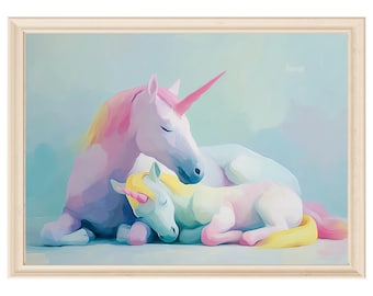 Pastel Unicorn Nursery wall art Fairytale Girls Room Decor print Digital Download