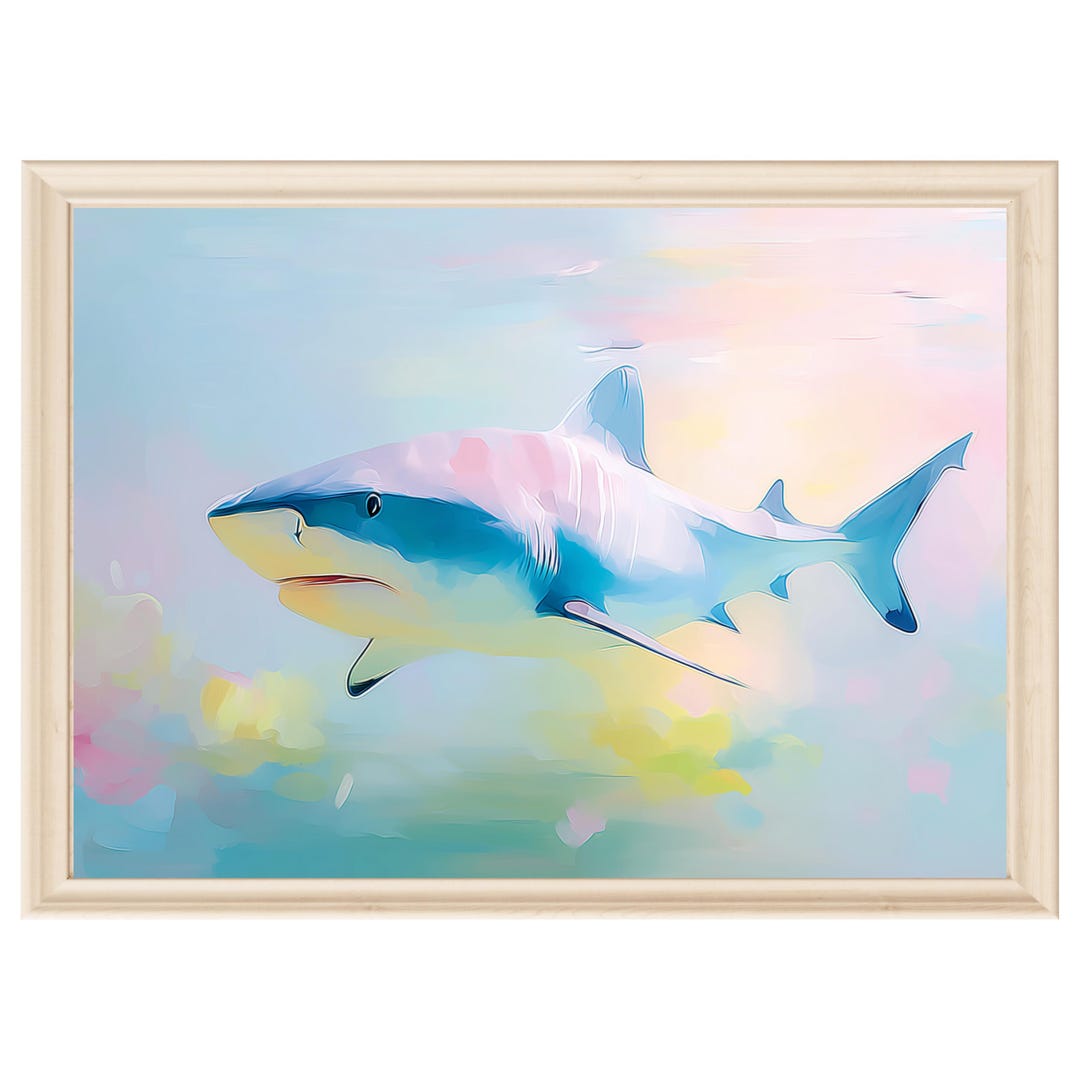 Pastel Shark Print Ocean Wall Art Nursery Decor Kids Room Decor ...