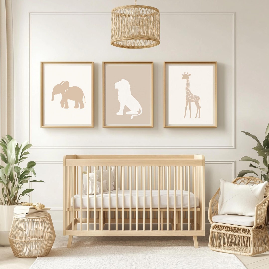Minimalist Safari Animal Nursery Wall Art Kids Room Decor Boho Nursery ...