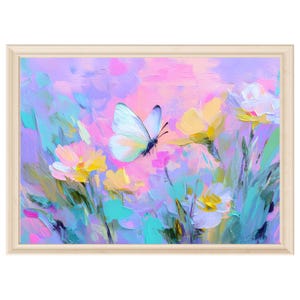 Pastel Butterfly Girls Room Wall Art Nursery Flower Decor Floral ...