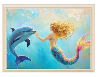 美術品・アンティーク・コレクション 人魚 マーメイド F3 アクリル画