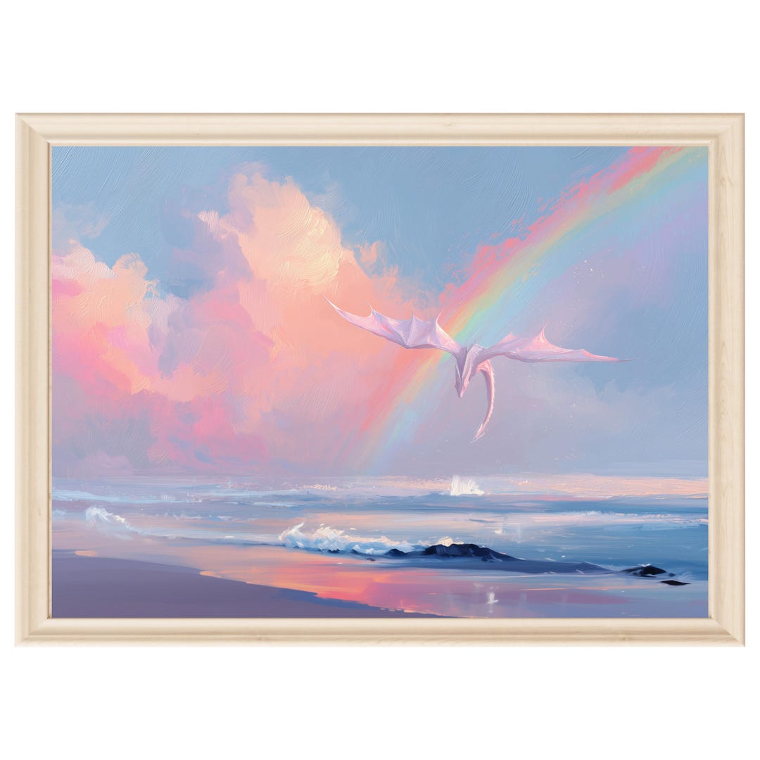 Dragon Wall Art Nursery Print Baby Room Decor Pastel Ocean Art Girls ...