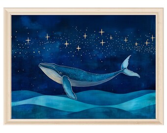 Whale wall art digital download ocean nursery wall decor whale print kids room sea life art humpback whale baby room nautical art coastal
