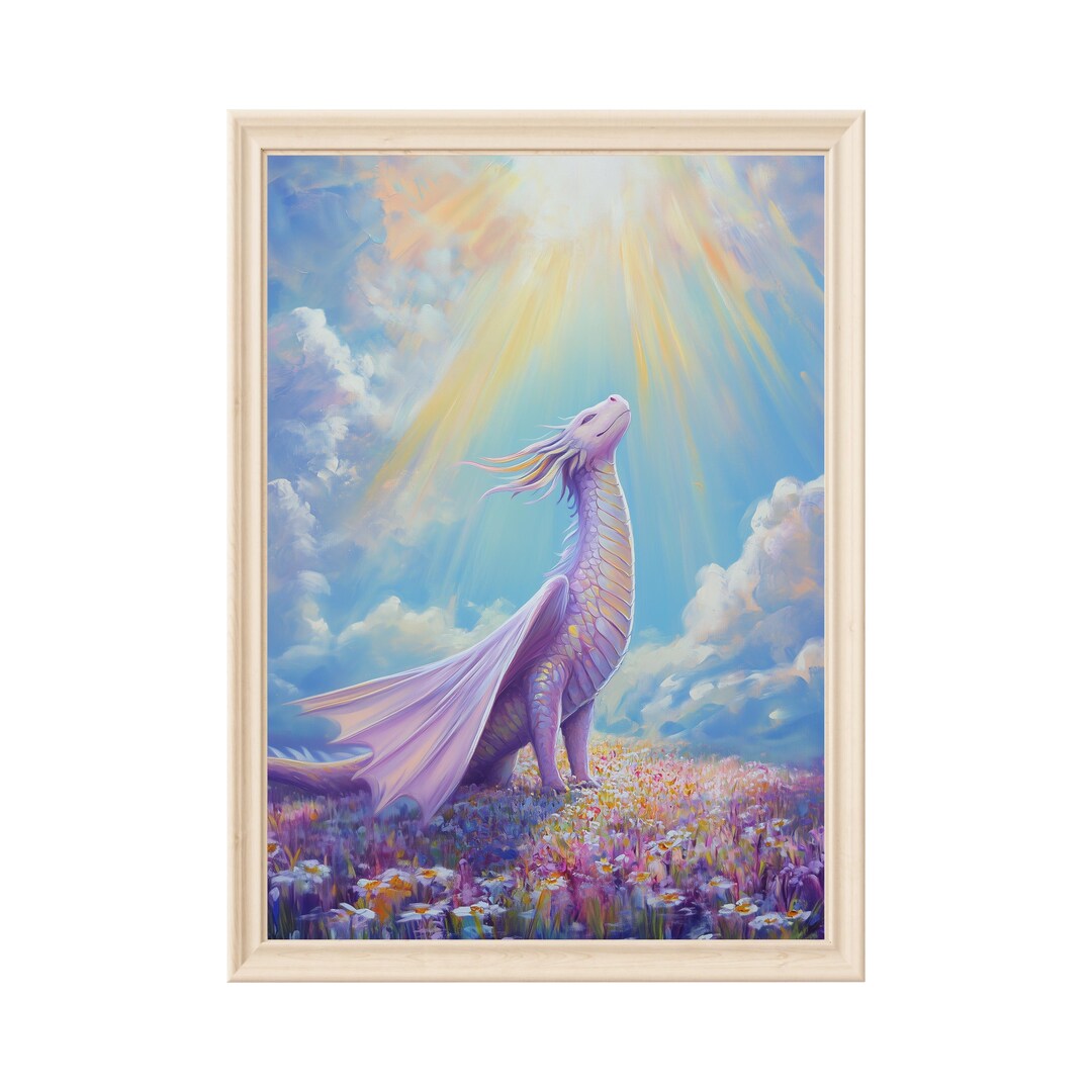 Pastel Dragon Wall Art Fantasy Digital Print Gift Download Kids Room ...