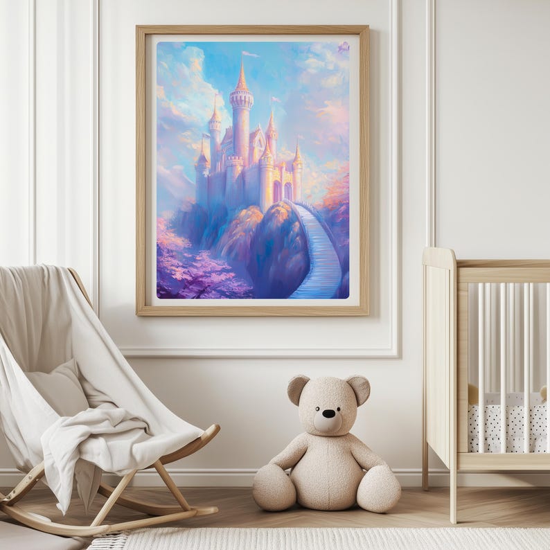 Fairy Tale Castle Digital Art Princess Room Wall Decor Pastel Fantasy ...