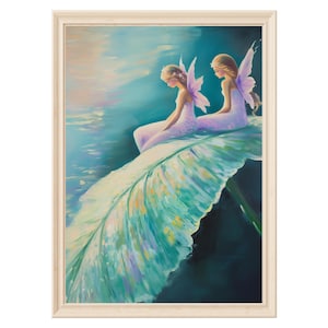 Fairy wall art nursery painting fairy decor girls room whimsical fantasy art digital download magical fairyland kids wall print feminine art