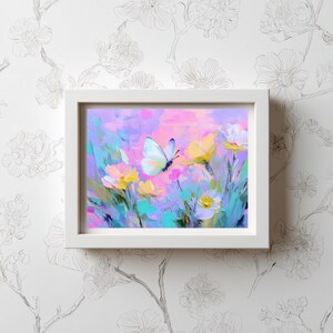 Pastel Butterfly Girls Room Wall Art Nursery Flower Decor Floral ...
