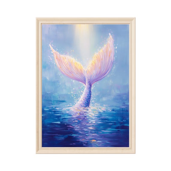 Mermaid Tail Digital Art Fantasy Ocean Wall Decor Girls Room