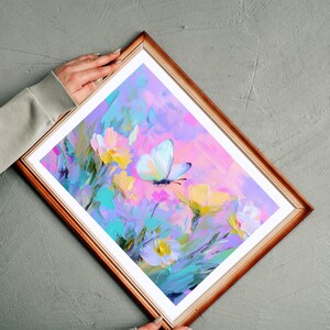 Pastel Butterfly Girls Room Wall Art Nursery Flower Decor Floral ...