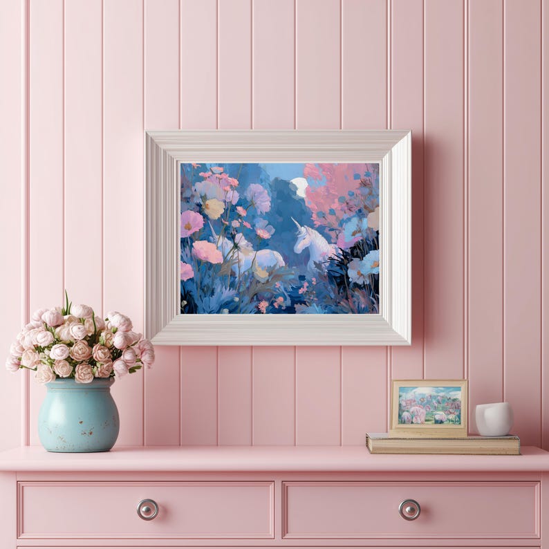 Unicorn Wall Art Nursery Floral Decor Fairytale Girls Room Unicorn ...