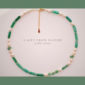 Jade Waves & Mist: Handgemachte Halskette aus Achat, Perlen und Jade ｜ Chocker ｜ natürliche Jade ｜ Perlenkette ｜ zierliche Jadekette ｜ Geschenk für Sie