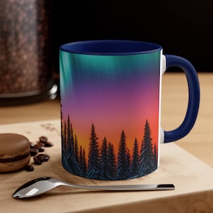 Northern Lights Mug, Color Mugs, Aurora Borealis Mug, Night Sky Mug, Northern Lights Gifts, Travel gifts, Souvenir, Accent Coffee Mug, 11oz