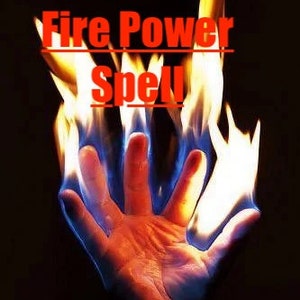 Può includere: Una mano con fiamme che escono da essa, con il testo "Fire Power Spell" sopra.
