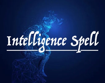 May include: A digital illustration of a person thinking, with the words "Intelligence Spell" in white text on a blue background.
