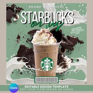 Starbucks Coffee Treat For You Flyer, DIY Flyer Template Design, Starbucks Giveaway, Coffee Gift Card, Premade Flyer, Starbucks Coffee Flyer