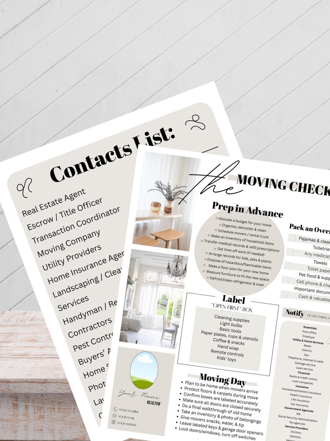 Editable Moving Checklist Canva Template for Realtors | Client Handout ...