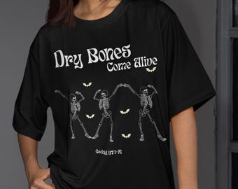 Dry Bones Come Alive Halloween Heavyweight T-shirt, Bible Verse T-shirt, Skeleton Dancing shirt, Christian Halloween Gift, Ezekiel 37 Shirt
