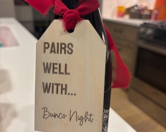 Host gift | Wine Tags | Funny Laser Engraved Wine Gift Tags for Christmas, Book Lovers & Everyday Gifts