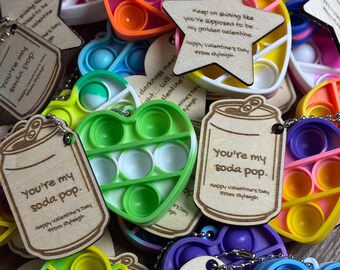 K-Pop Valentine’s Day with Heart Pop It - classroom valentine, Laser Engraved Soda Can, Heart, and Star Fidget Gifts- K-Pop Merch Valentines