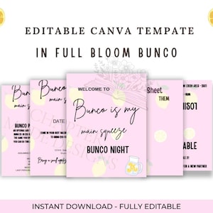Lemon Bunco Bundle Canva Template | Main Squeeze Bunco Invitation Scorecards Tally Sheets Rules Table Tents | Spring Summer Game Night Set