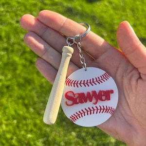 Baseball Taschenanhänger mit Fledermaus | Team Geschenk | Sporttasche Schlüsselanhänger | Saisonabschluss Geschenk für Spieler | Saisonauftakt gefallen