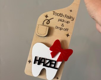 tooth fairy door hanger | tooth fairy pick up and drop off | personalized tooth fairy sign | reusable dry erase tooth fairy stop here