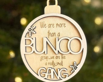 Bunco Ornament | Gift for Bunco babes, Bunco group | Bunco Night | Basswood Christmas Decor | stocking stuffer | layered design