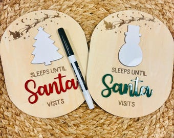 Christmas countdown sign | Personalized sleeps until Christmas dry erase | Sleeps until Santa visits | reusable sign| Santa tracker