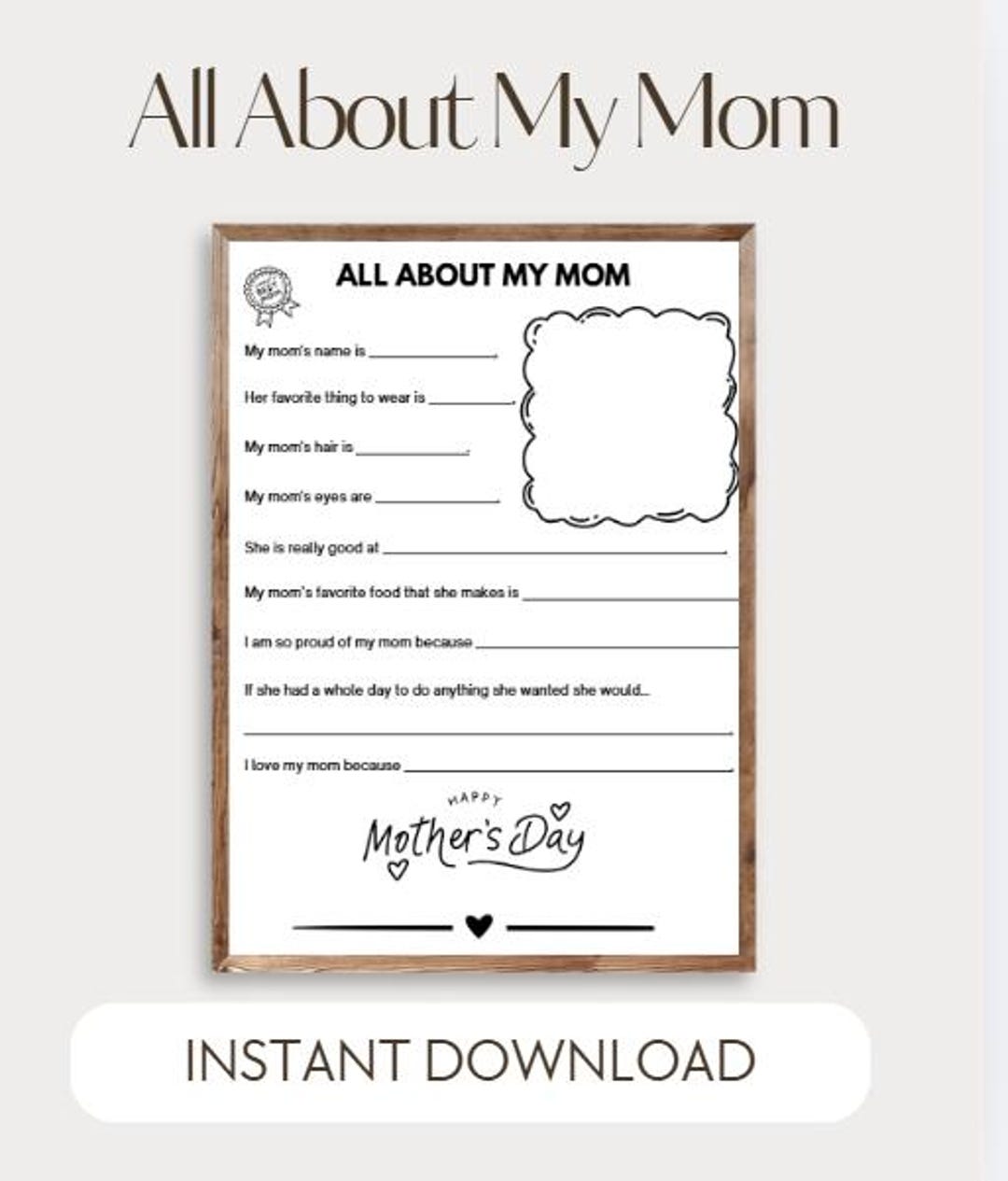 All About Mom Mother's Day Interview | Printable Kids Activity Sheet ...