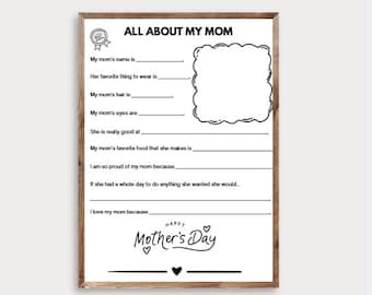 Tutto sulla mamma - Intervista per la Festa della Mamma / Scheda di attività stampabile per bambini / Regalo per la Festa della Mamma dai bambini / PDF per la scuola materna e la classe