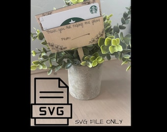 Tylko plik SVG Uchwyt na kartę podarunkową z podziękowaniami dla nauczyciela na kwiaty – plik SVG wycinany laserowo