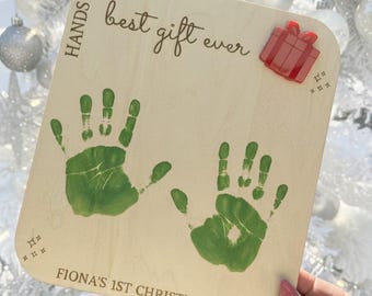 Baby Handprint Ornament | First Christmas Sign Keepsake | Gift New Mom and Dad | Baby Shower Gift | Hands Down Best Gift Ever