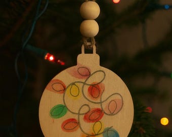 Personalized fingerprint ornament | kids keepsake ornament | wooden ornament | custom Christmas ornament