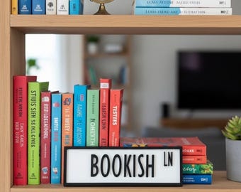Library street sign | Personalzied bookshelf sign | laser engraved acrylic bookish decor | book lover gift | book trope sign