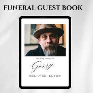 Funeral Memory Book template for Friends Family to Share memories, Personalized Funeral Guest Book with Life Highlights & Family Record.