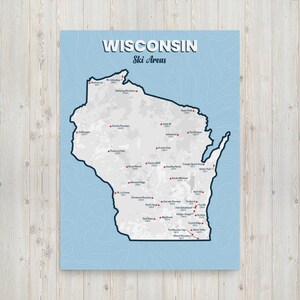 Wisconsin Ski Bereiche Karte Poster Druck