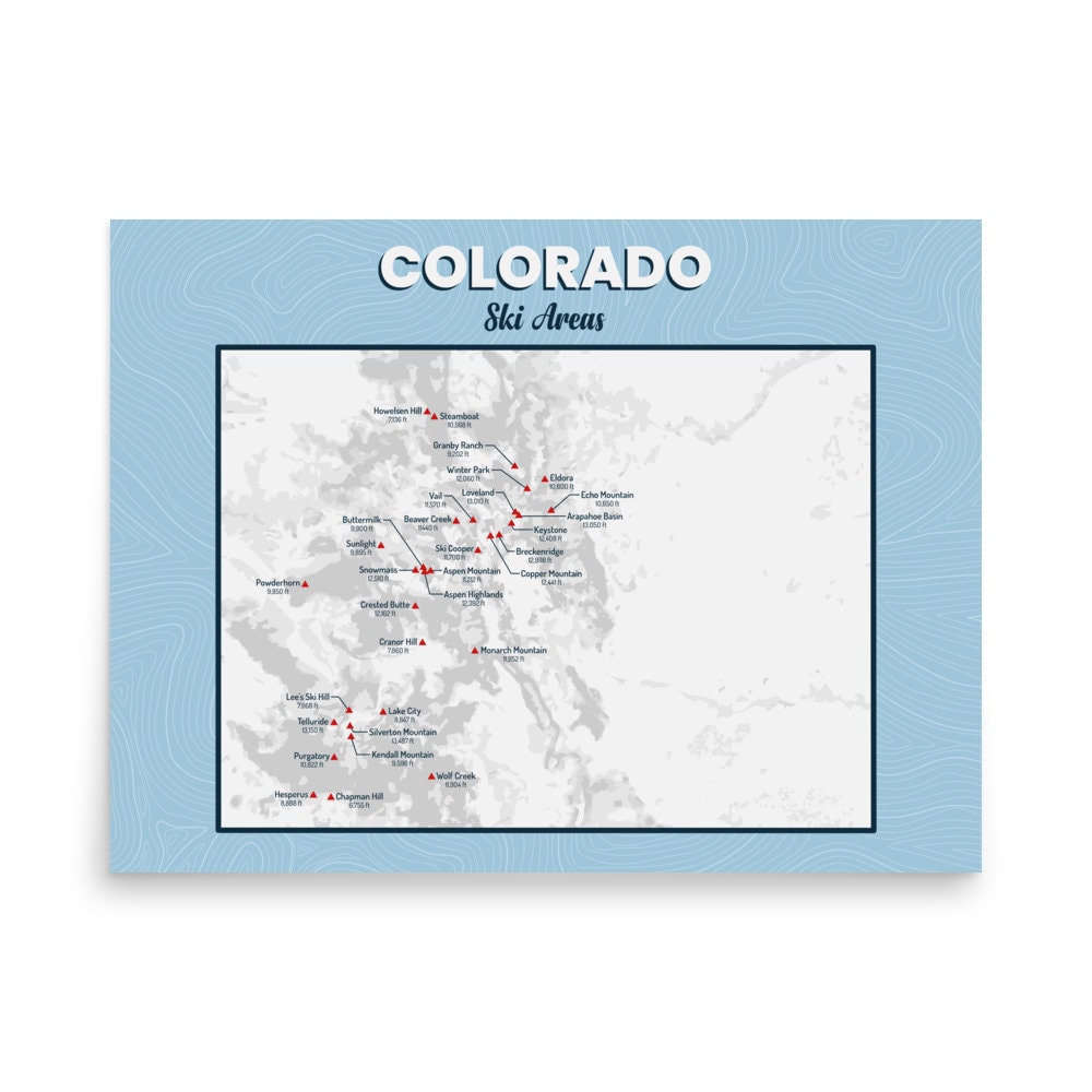 Colorado Ski Areas Map Poster Print - Etsy