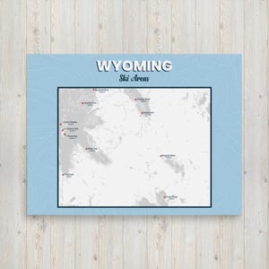Impression d'affiche de carte des domaines skiables du Wyoming