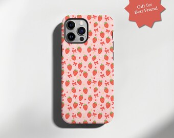 Coastal Coquette Wallpaper Phone Case, 40th Birthday Gifts for Women Best Friend, Summer Fruit Collage Preppy Phone Case, Gift for Her
