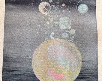 Original artwork ‘Water, sun, moon, light’ Watercolour and gouache