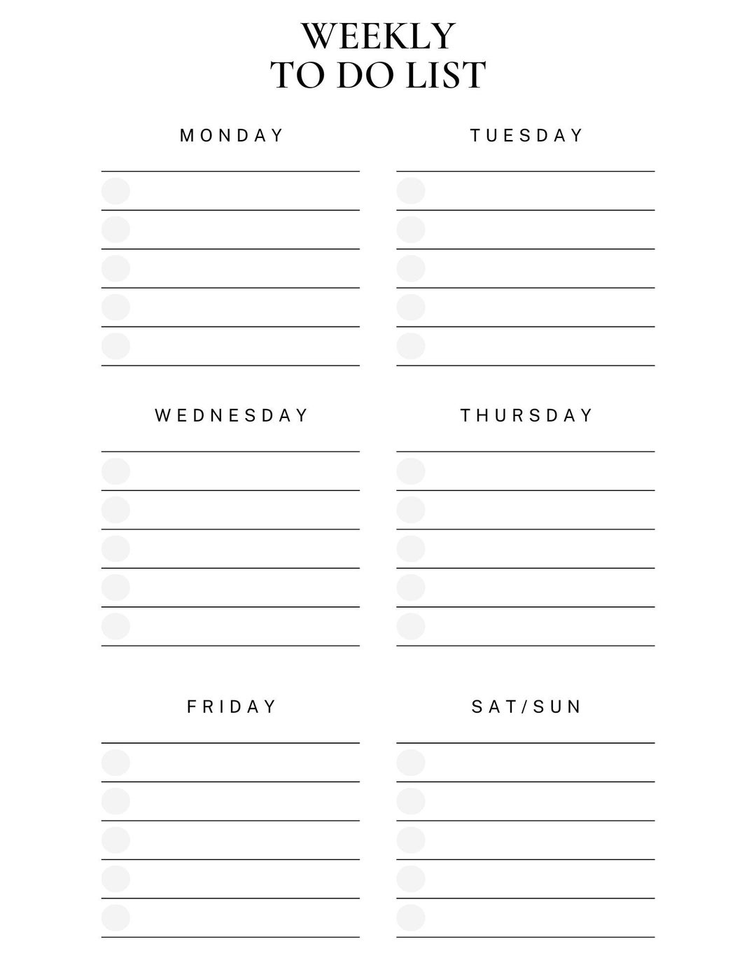 Printable to Do List Weekly to Do List Minimal to Do List Etsy