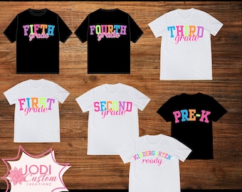 Neon noodlijdende bundel eerste/tweede/derde leerjaar png, preppy terug naar school-bundel png, kleurrijke schoolleraar png, eerste schooldag png