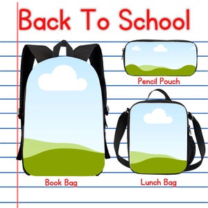 Pacchetto di modelli vuoti per il ritorno a scuola / Design per zaino, portapranzo, astuccio, maglietta e materiale scolastico per appassionati di bricolage, pacchetto di mockup