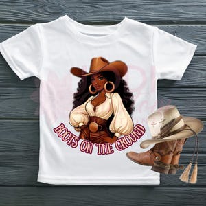 Boots on the ground pdf, where them fans at PDF, cowgirl pdf, pdf Files, black lady boots on the ground, t-shirt image